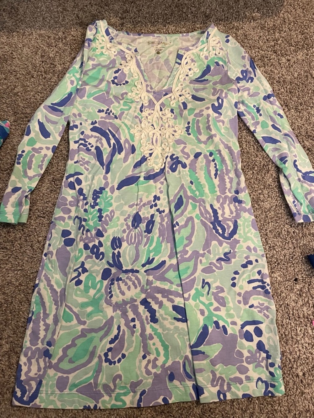 Lilly Pulitzer Marina Shift Dress – Mint, Lavender & White XXS Resort Tunic